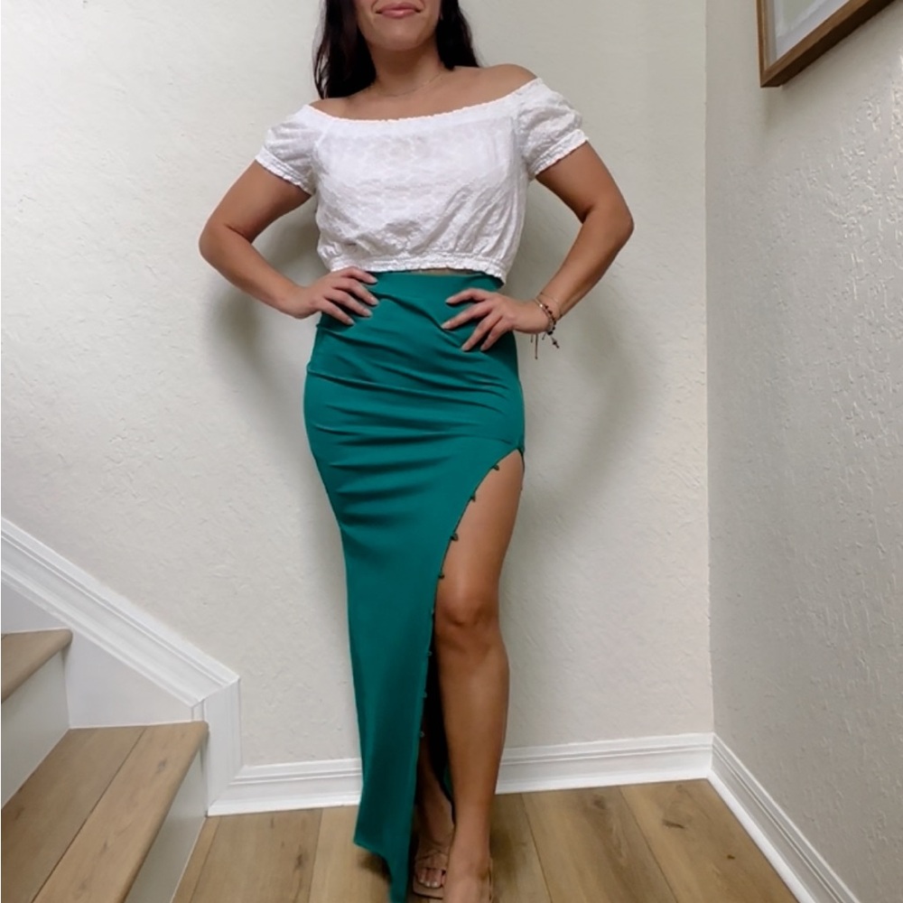 Green button down Maxi Skirt